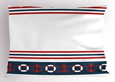 Nautical Pillow Sham Anchors Classic Sailor Stripes Sea Hobby Yacht Design Decor
