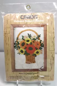 Caron Hallmark Design Collection 1977 cesta floral crewel kit #6430 kit abierto - Imagen 1 de 11