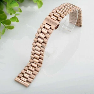 12-22mm Straight Curved End Solid Stainless Steel Watch Strap Band Bracelet Link - Picture 1 of 14