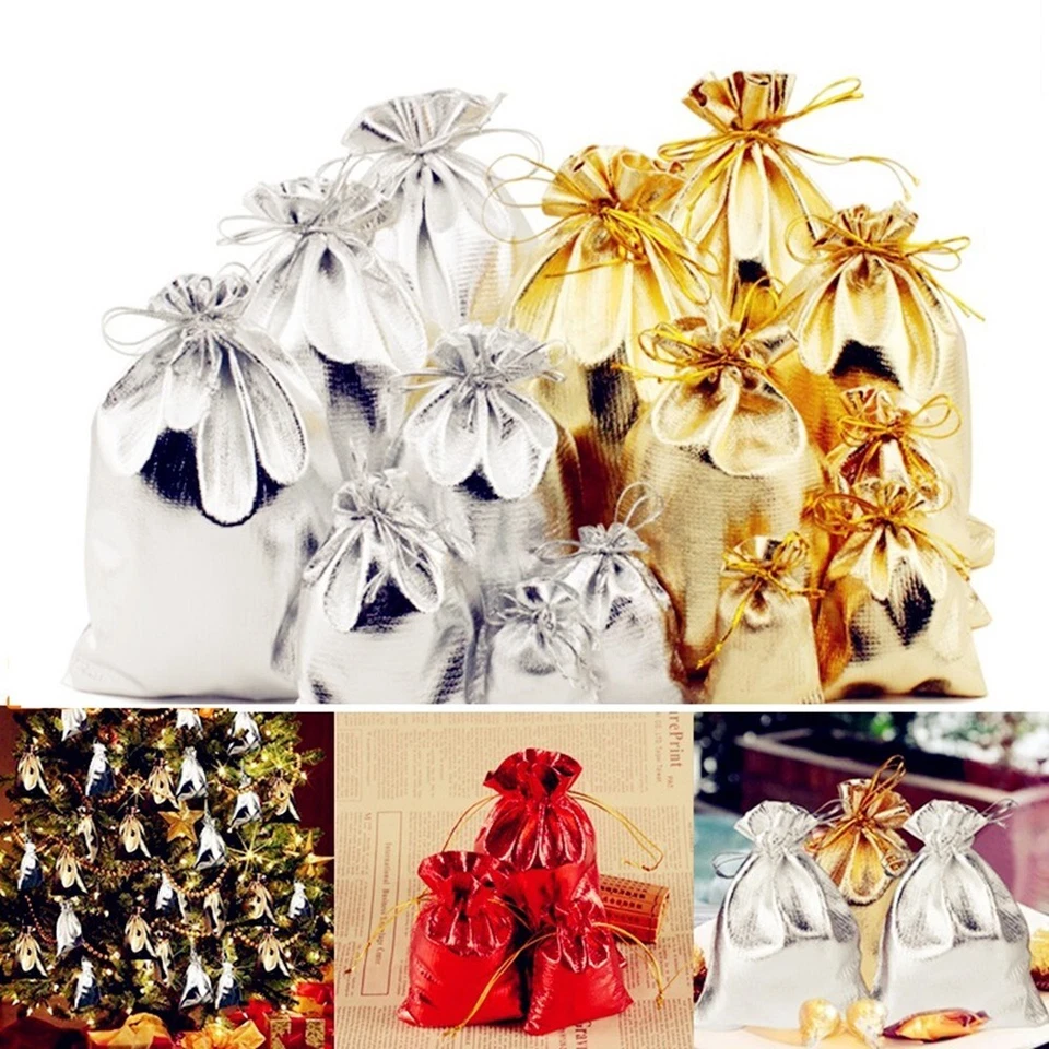 New Year's Organza Bags Xmas Decoration Jewelry Drawstring High Quality - Image 1 of 4