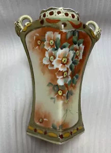Antique Imperial Nippon Hand Painted 11.75-Inch Vase • Scroll Handles • Moriage - Bild 1 von 12