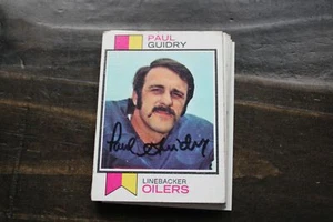 Tarjeta autografiada de Paul Guidry 1973 Topps Houston Oilers - Imagen 1 de 1