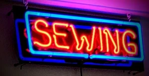 Vtg. Neon Sign SEWING From Tailor Shop Advertising - Picture 1 of 2