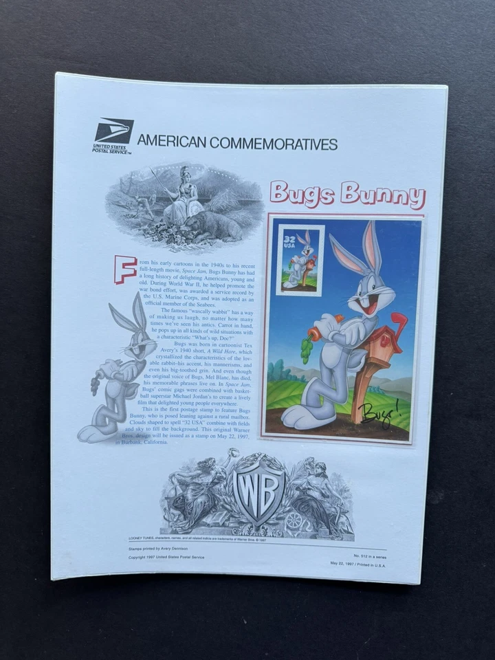 US 1997 Commemorative Panel (512) Bug  Bunny Sheet#3137 MNH +Info Panel - Image 1 of 1