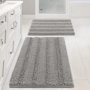 Bathroom Rugs Sets 2 Piece Bath Mat, Non Slip Thick Shaggy Chenille Bathroom Rug - Picture 1 of 12