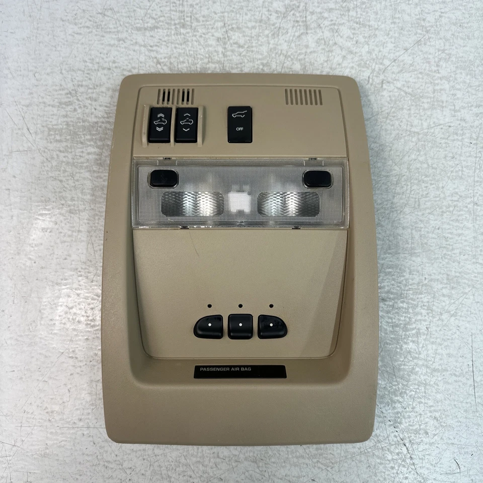 2007-2013 Chevrolet Tahoe Suburban Overhead Console Homelink Map Lights Tan - Image 1 of 4