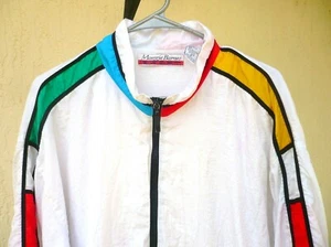 VTG MAGGIE BARNES 1X COLOR BLOCK GEOMETRIC WINDBREAKER BOMBER STYLE JACKET WOMEN - Picture 1 of 7
