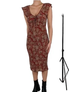 VTG Rampage Y2K Babydoll Whimsigoth Midi Dress Red Floral Dark Fairy Sz S - Picture 1 of 10