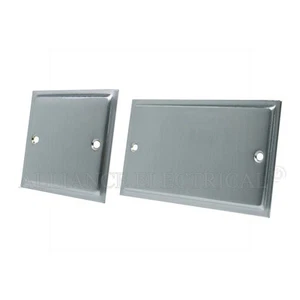 Slimline Satin Brushed Matt Chrome Blank Plate Electrical Single Double - Picture 1 of 3