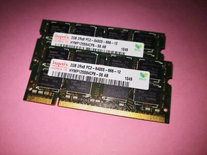 2x barrette de Mémoire 2Go (4Go) - ddr2 pc-portable pc2-6400S 800mhz SODDIM - Photo 1/1