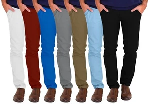  Mens Trousers Chino Pants Relaxed Cotton Casual Stretch Jeans Slim Cargo Chinos - Picture 1 of 78