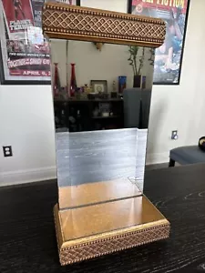 Bevelded Mirror w/ Shelf, Wall Mount, Gold Gilded Finish, 17.5”x8.75”x5” PO/VG+ - Picture 1 of 11