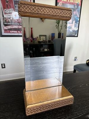 Bevelded Mirror w/ Shelf, Wall Mount,  Gold Gilded Finish, 17.5”x8.75”x5” PO/VG+ - Image 1 of 4