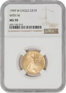 1999 W $10 American Gold Eagle with W MS70 NGC 949365-4 - Picture 1 of 4