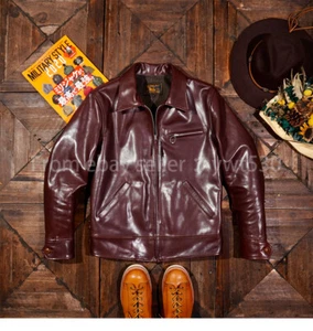 American Retro Classic 19*30S Batik Horsehide Men's Biker Genuine Leather Jacket - Picture 1 of 13