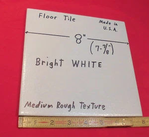 1 pc. *Bright White* Ceramic Floor Tile 8" X 8" Medium Textured: Made USA,  NEW - Picture 1 of 9