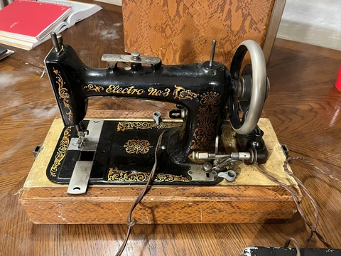 Antique Davis, Electro number 3 early factory electric sewing machine works Cover