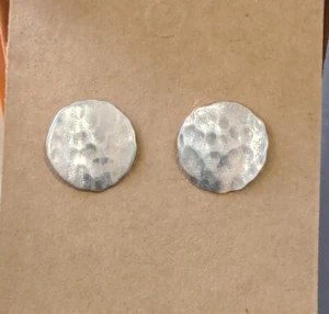 Sterling Silver 925 Hammered Disc Circle Petite Earrings B18 - Picture 1 of 3