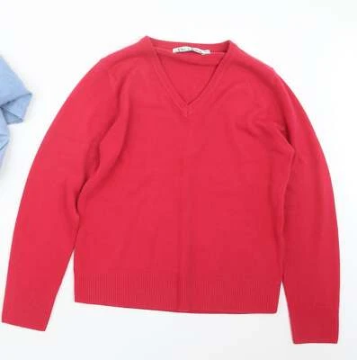 Pure & Natural Womens Pink V-Neck Acrylic Blend Jumper Size 14 - Image 1 of 4
