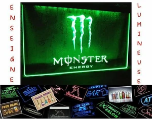 PANNEAU COLLECTION LUMINEUX PUB MONSTER ENERGY DRINK LED ENSEIGNE BAR CAFE NEON - Imagen 1 de 2