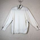 Court & Rowe Classic White Preppy Turtleneck Sweater with Black Piping SIZE XL