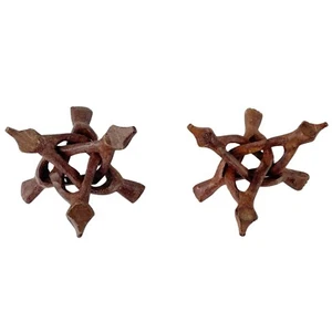 Espositore treppiede in legno intagliato Cobra set 2 sfere di cristallo conchiglia ciotola 4" - Foto 1 di 15