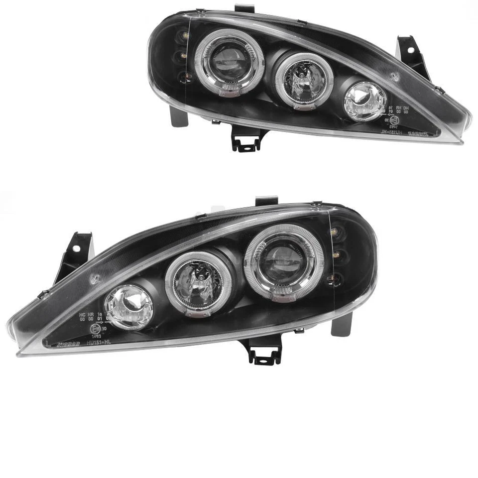 Scheinwerfer Set für Renault Megane I 1 99-02 Facelift klar/schwarz Angel Eyes - Bild 1 von 4