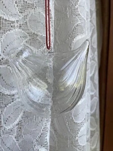 Christmas Ornament Bird Clear Glass Ribbed Swirl Decoration - Picture 1 of 4
