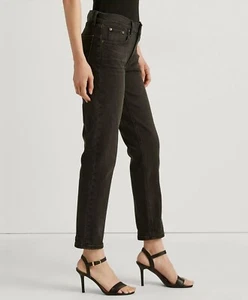 Lauren Ralph entspannte konische Damenjeans Empire schwarz waschen Größe 16/Taille 33 - Bild 1 von 9
