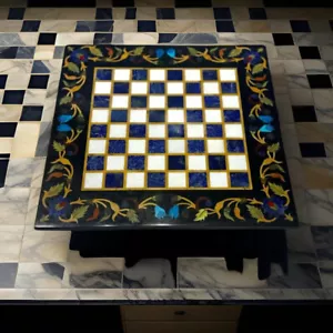 Mesa de ajedrez de mármol negro piedra piedra piedra piedra piedra pietradura regalo para él - Imagen 1 de 7