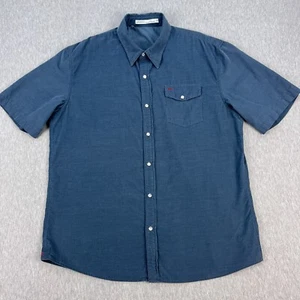 Criquet Corduroy Shirt Mens XXL Blue Short Sleeve Pearl Snap Lightweight Western - Picture 1 of 9