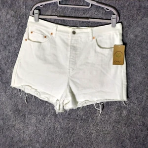 Jessica Simpson Shorts 16 White High Waist Cut Off Denim Stretch Button Fly Jean - Picture 1 of 12