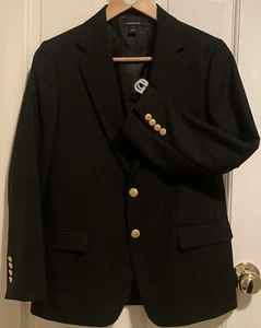 Lands’ End Boy’s Navy Blue Blazer Brass Buttons 45% Wool Lined Year Round Sz 14 - Picture 1 of 10