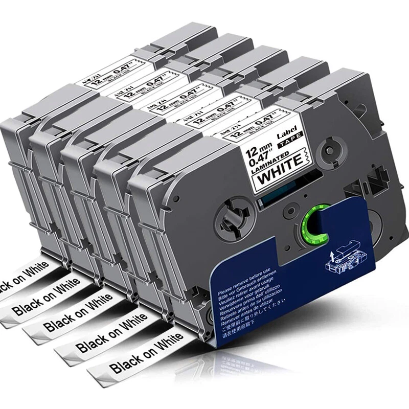 5x Schriftband kompatibel Brother P-Touch PT E100 1000 1010 1200 200 H100 TZe231