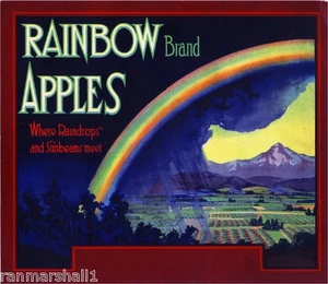 Washington State Rainbow Apple Fruit Crate Label Art Print - Picture 1 of 1