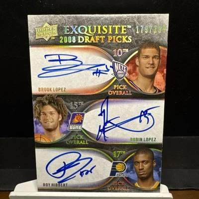 🔥 2008 UD EXQUISITE LOPEZ, LOPEZ, HIBBERT ROOKIE TRIPLE ON CARD AUTOS 179/199🔥 - Image 1 of 4