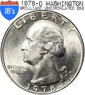 1978-D Washington Quarter 25c - BRILLIANT UNCIRCULATED (BU) - Image 1 of 4