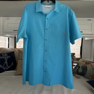 NWOT COLUMBIA PFG VENTED FISHING SHIRT Mens Size XL Blue Short Sleeve Minimalist - Picture 1 of 11