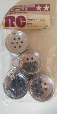 TAMIYA 4WD Silver Chrome Wheel Set Hotshot Boomerang Series Vintage Unused RC - Image 1 of 2