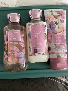 Bath & Body Works SWEET PEA Shower Gel, Body Lotion & Body Cream SET OF 3 New - Picture 1 of 2