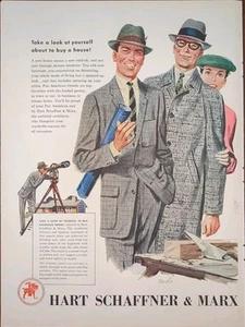 1956 vintage Hart Schaffner & Marx print ad. Working Man Suit - Picture 1 of 1