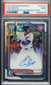2024 Cam Smith 1st Bowman Chrome Refractor Autograph Auto #/499 PSA 9 - Picture 1 of 4