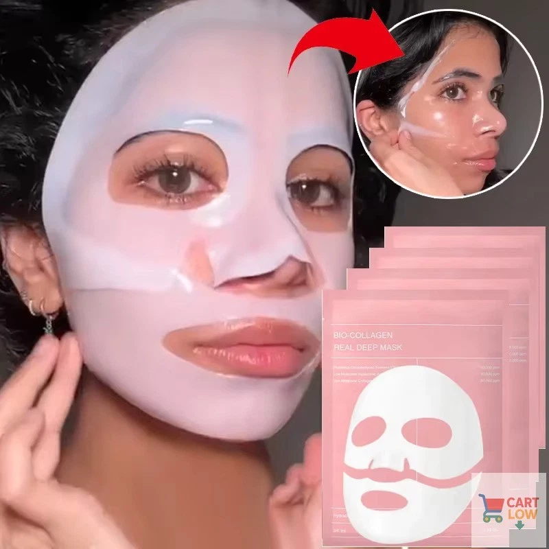 De' JEUNEE Collagen Plus Gesichtsmaske – 5 Stück Hydrogel-Masken Mit Kollagen & Hyaluron, Für Intensive Feuchtigkeit