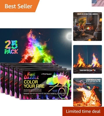 Fire Dazzle Fire Color Changing Packets for Fire Pit - 25 Pack Color Packets, Fl