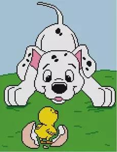 KREUZSTICH + BASTELANLEITUNG 101 Dalmatiner Hund Baby Küken Brutei Ostern Gras - Bild 1 von 14