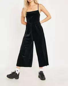Urban Outfitters XS Velvet Velours Jumpsuit XS Wide leg ankle flared strappy EUC - Picture 1 of 6