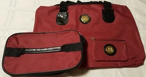 Calvin Hill Burgundy 3 pc Canvas Cloth Material Travel Tote NEW (retail $55) - Picture 1 of 2