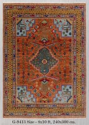 Rust Colored Border Fine Weave Persiann Rug Hand Knotted Wool CUSTOM SIZE Rug - Image 1 of 4