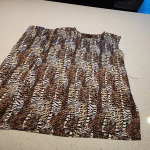 dana buchman große Tunika Poncho Shirt Oberteil ärmellos Animal Print neu ohne Etikett - Bild 1 von 7