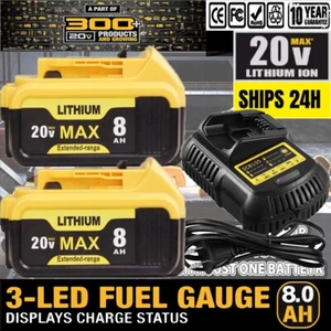 20V Max 8.0AH For DeWalt 20V Battery 8Ah XR Lithium DCB206 DCB205/DCB105 Charger - Picture 1 of 32